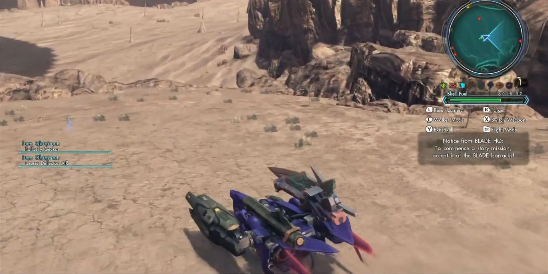 Skell Verus ở dạng phương tiện trong Xenoblade Chronicles X