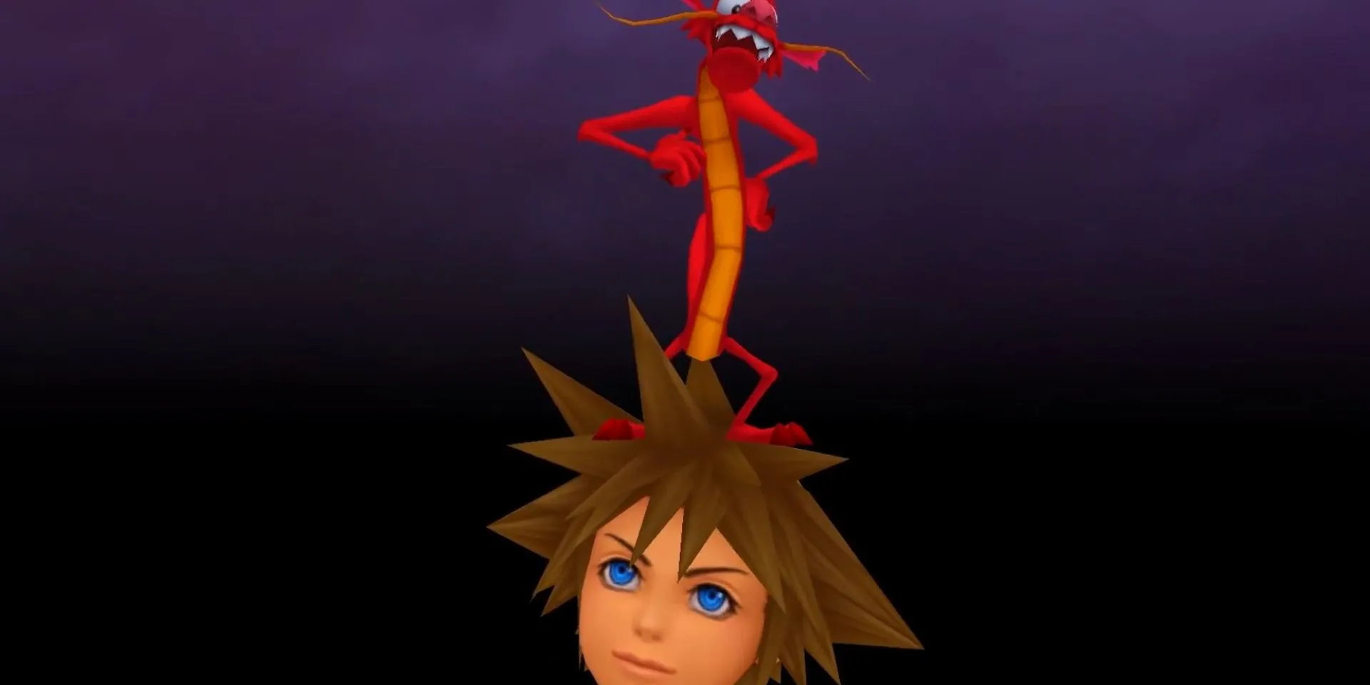 Sora triệu hồi rồng Mushu trong tựa game Kingdom Hearts