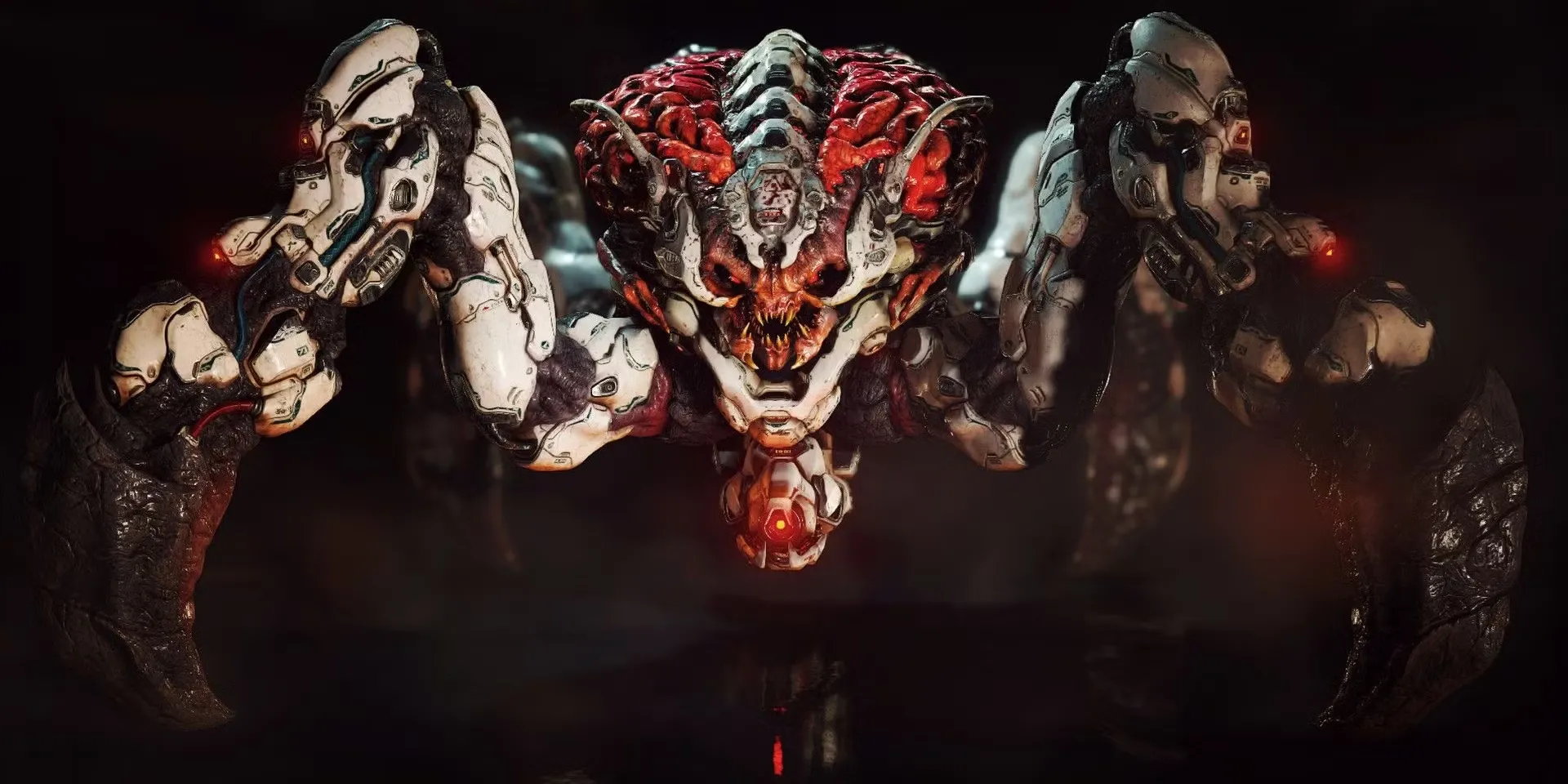 Spider Mastermind, một bộ não quái dị khổng lồ được gắn vào khung máy nhện cơ khí trong DOOM (2016).