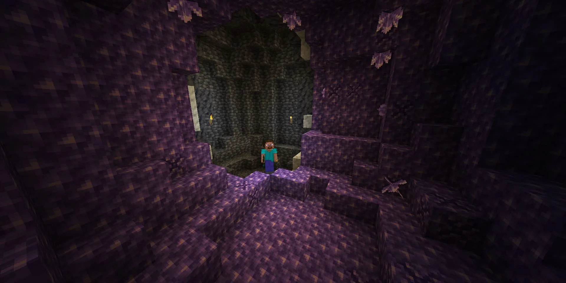 Steve khám phá một hốc Amethyst lớn trong Minecraft sau bản cập nhật mới