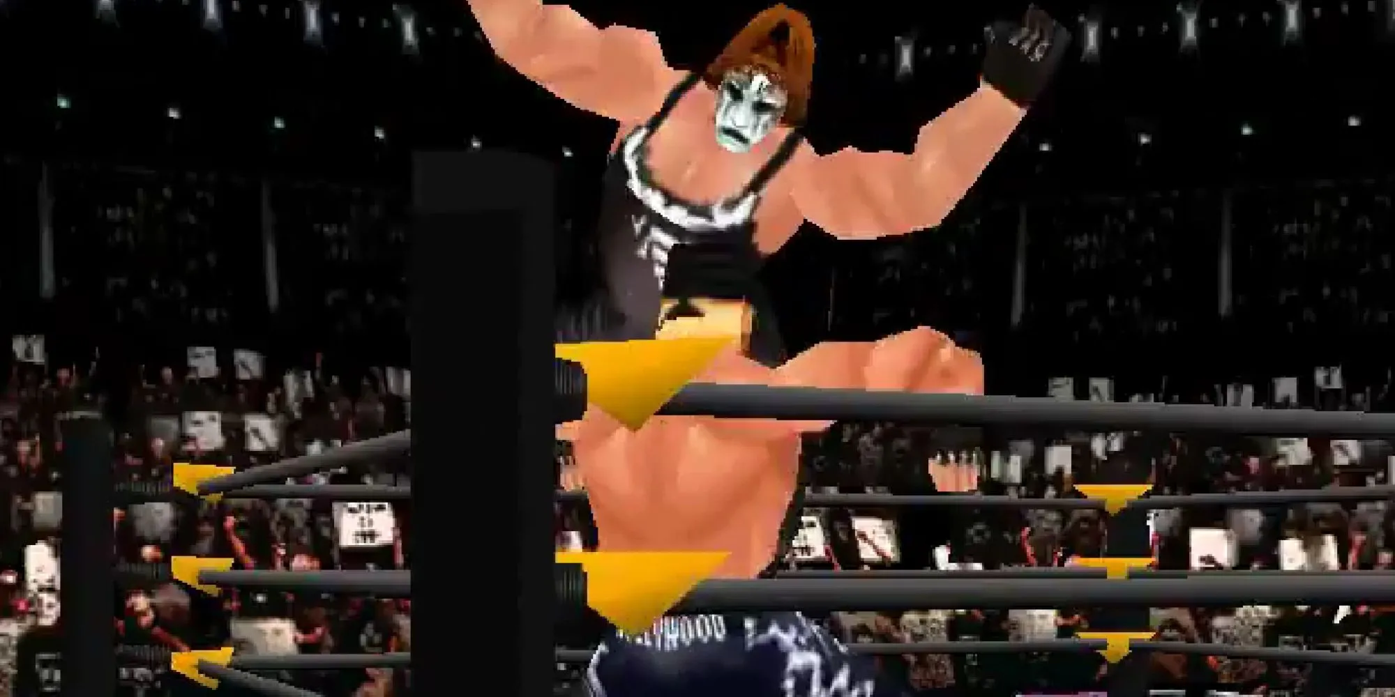 Sting thực hiện cú Stinger Splash vào Hulk Hogan trong WCW/NWO Revenge