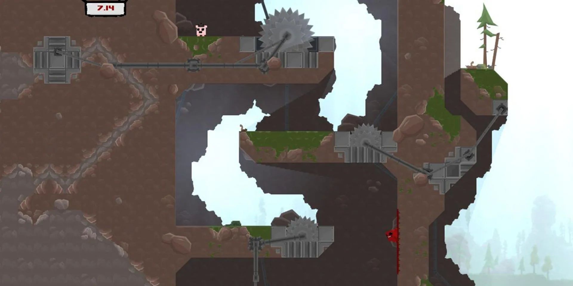 Super Meat Boy nhảy platform để cứu Bandage Girl