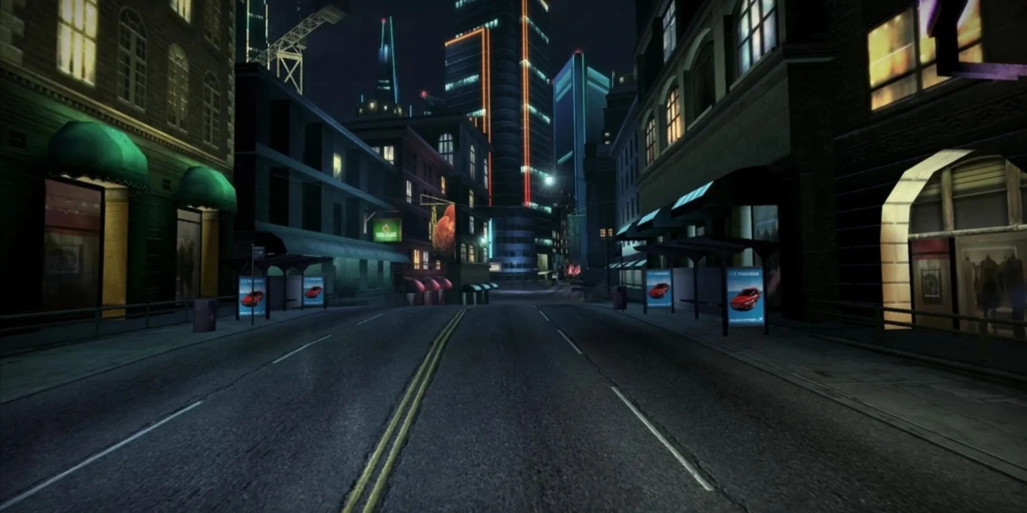 Thành phố Palmont City về đêm trong Need for Speed Carbon với những con hẻm núi hiểm trở