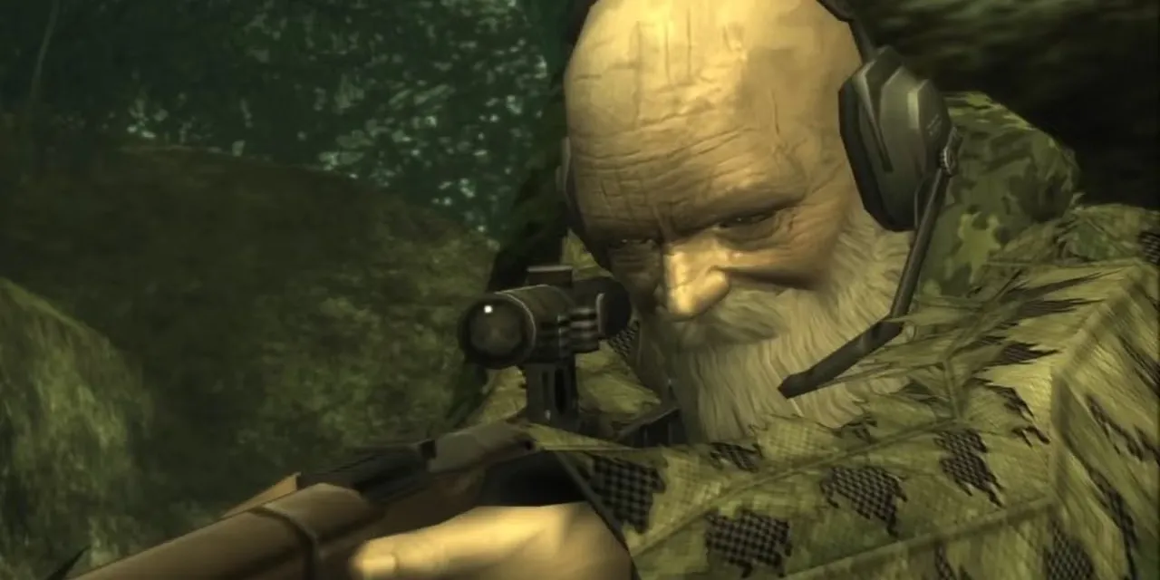 The End, một tay bắn tỉa lão luyện trong Metal Gear Solid 3 Snake Eater, đang ngụy trang giữa rừng rậm