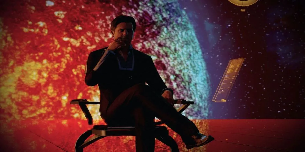 The Illusive Man ngồi trong văn phòng trong Mass Effect 2