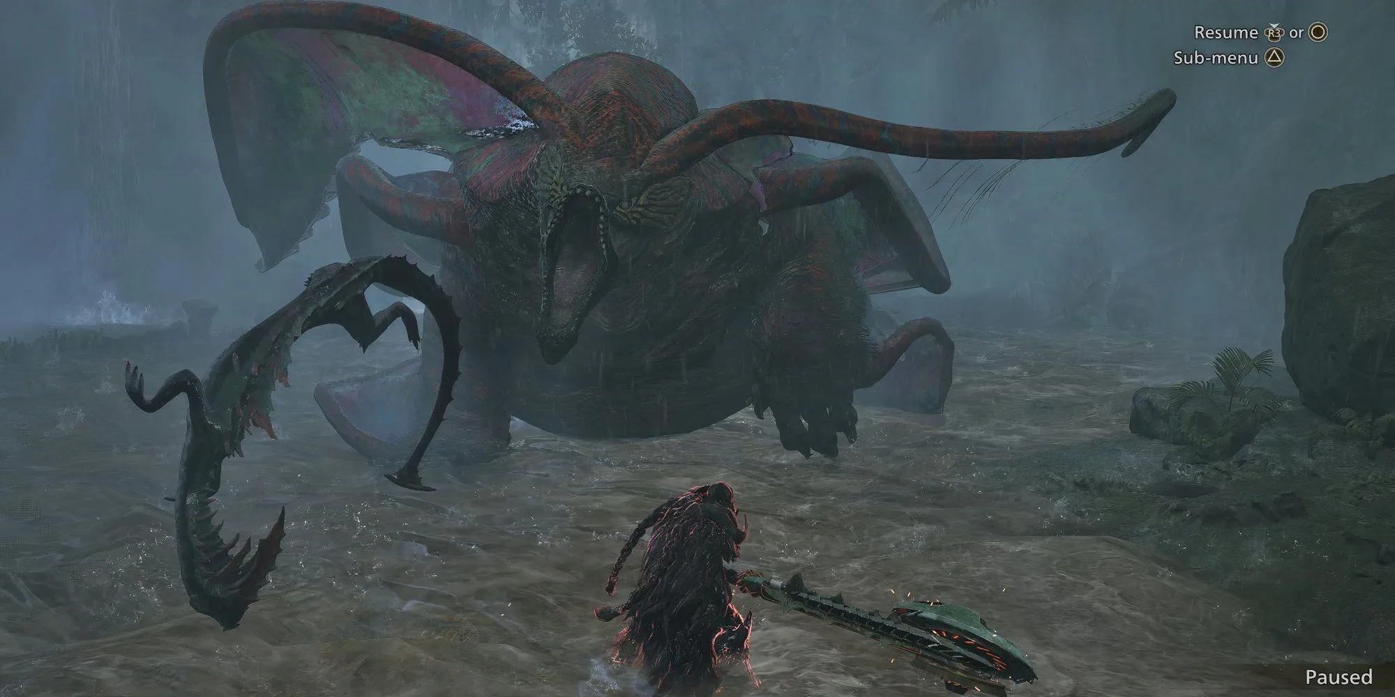 Thợ săn đối đầu quái vật trong Monster Hunter Wilds