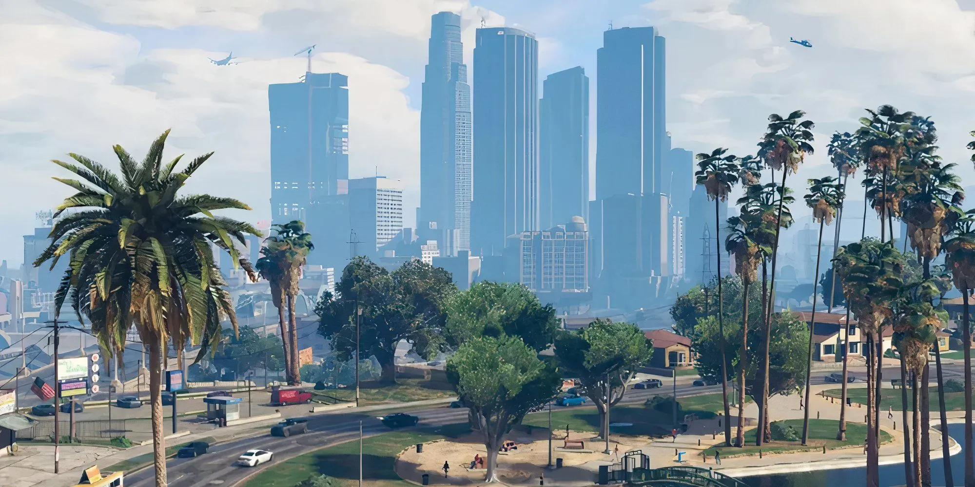 Toàn cảnh thành phố Los Santos trong Grand Theft Auto V từ trên cao