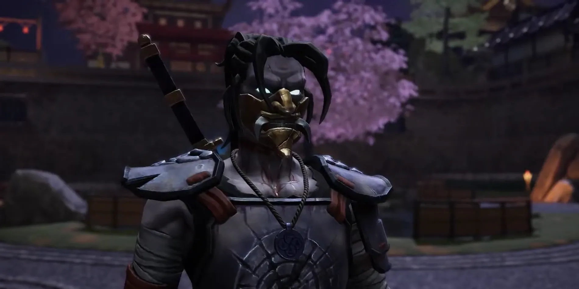 Tsubuyaku, một ninja hắc ám trong Aragami 2, đang ẩn mình trong bóng tối chờ đợi thời cơ tấn công