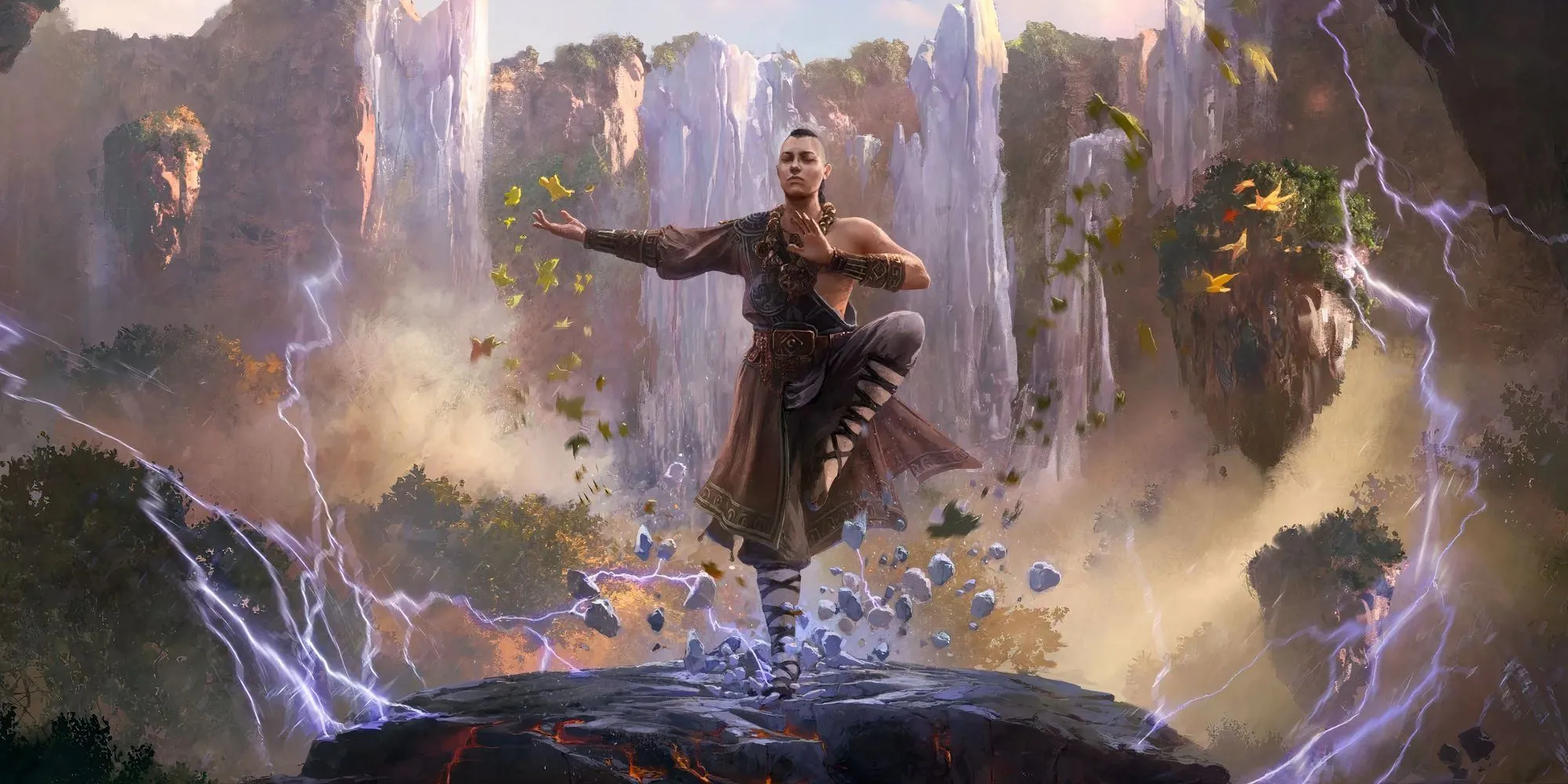 Tu Sĩ Invoker trong Path of Exile 2 với cây trượng băng giá, thi triển kỹ năng Ice Strike mạnh mẽ
