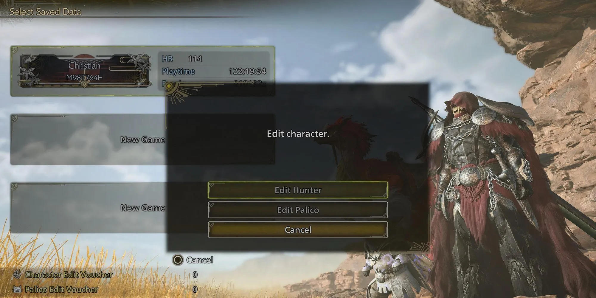 Tùy chọn chia sẻ thiết kế nhân vật Monster Hunter Wilds