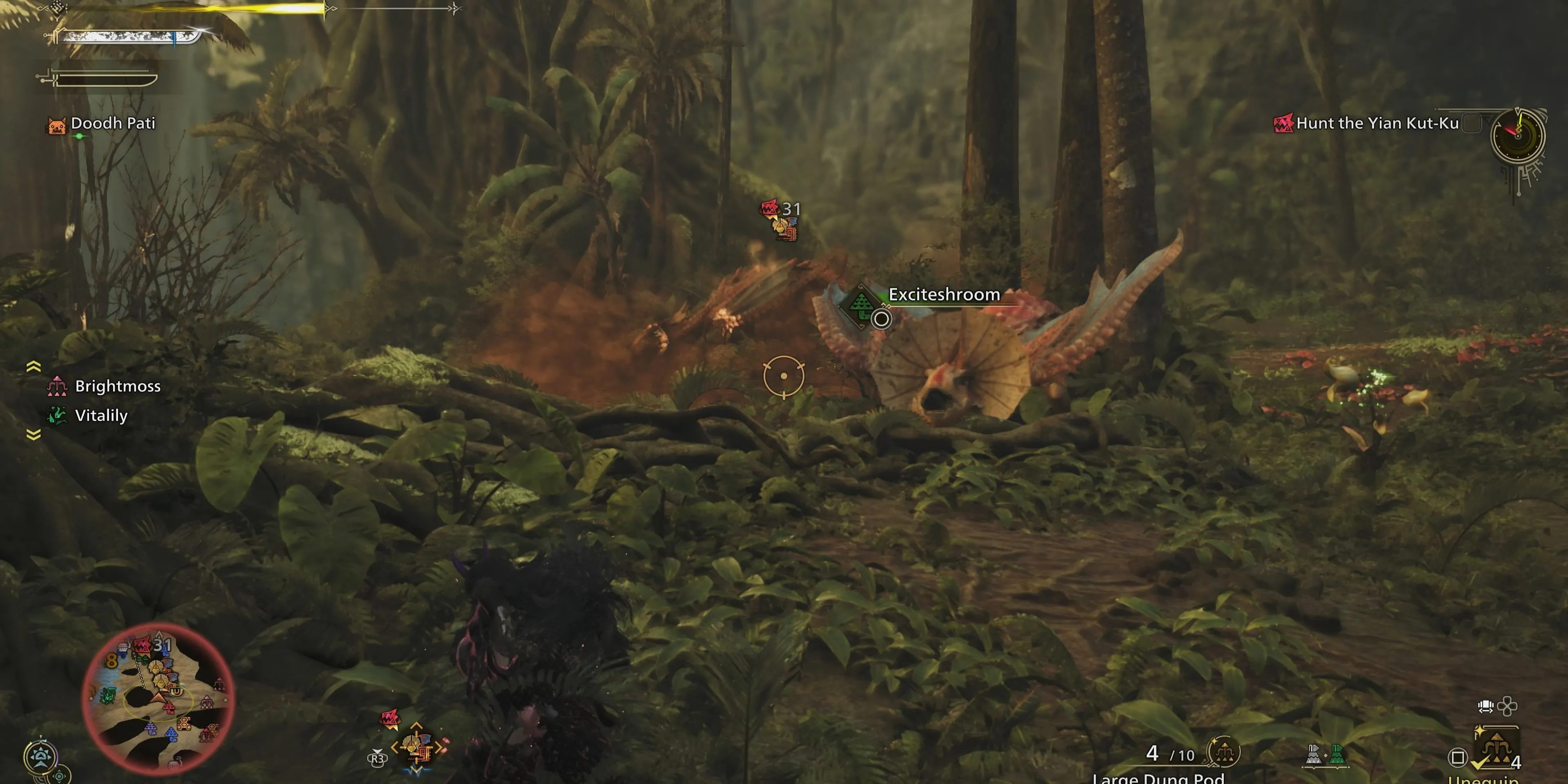 using large dung pod on yian kut ku in wilds