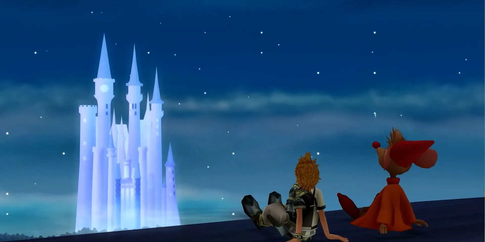 Ventus ngắm sao nhìn về Lâu đài Giấc Mơ (Castle of Dreams) trong Kingdom Hearts Birth by Sleep