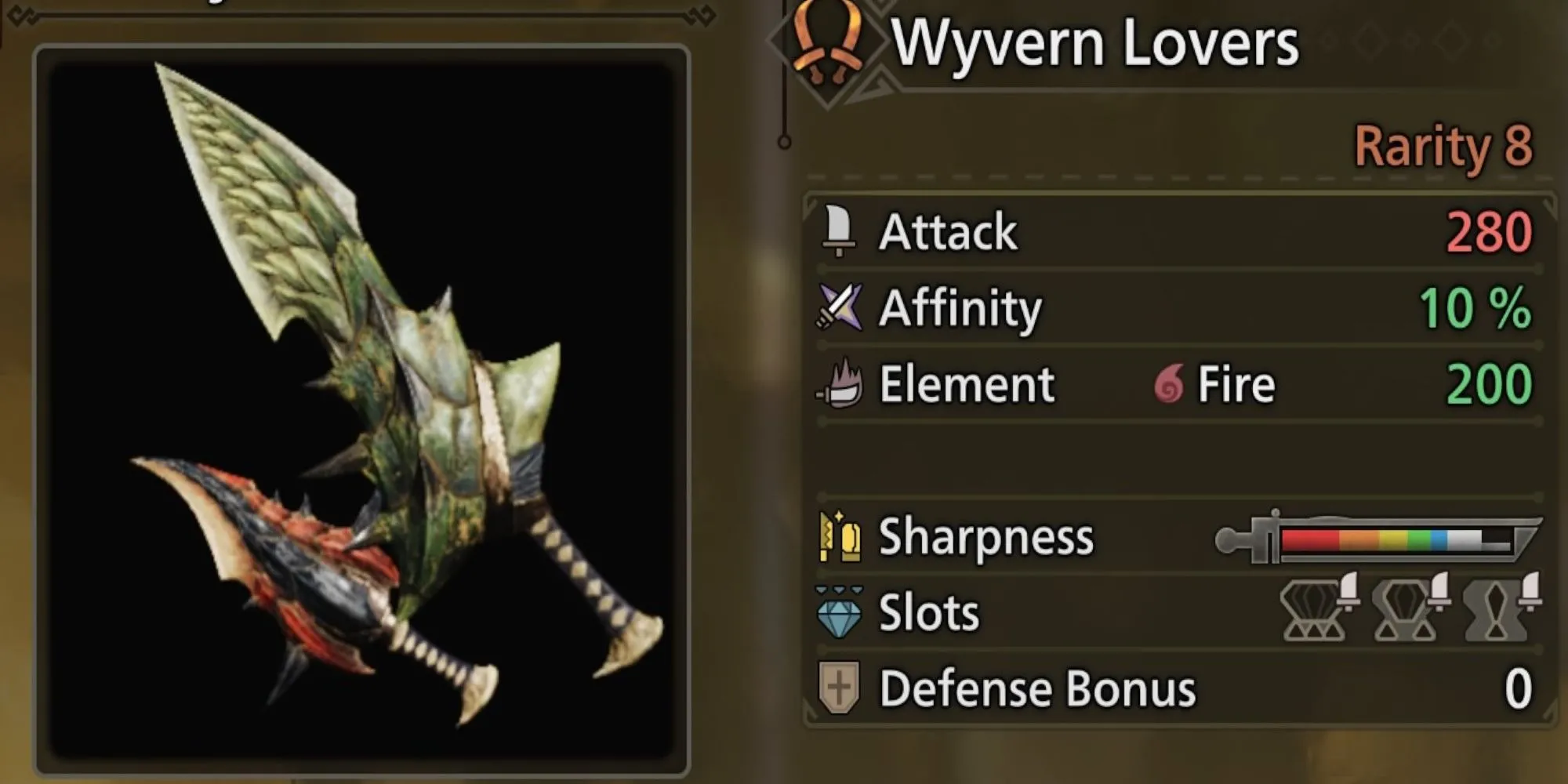 Wyvern Lovers, cặp Song Kiếm mạnh mẽ với thiết kế lấy cảm hứng từ Rathalos, rực lửa trong Monster Hunter Wilds.