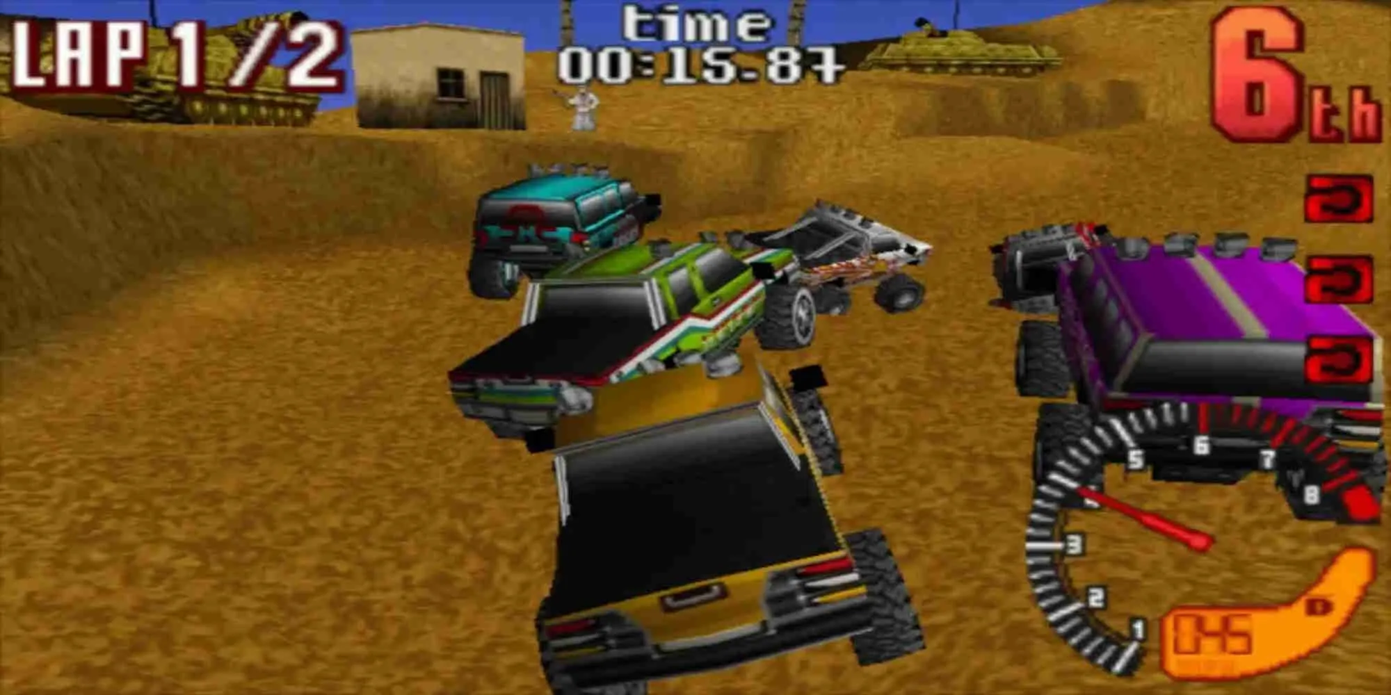 Xe địa hình 4x4 vượt địa hình gồ ghề trong game Hardcore 4X4 PS1