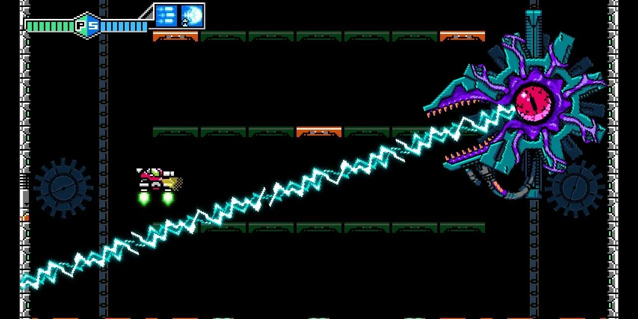 Xe tăng SOPHIA III chiến đấu với trùm Central Gear trong game Blaster Master Zero