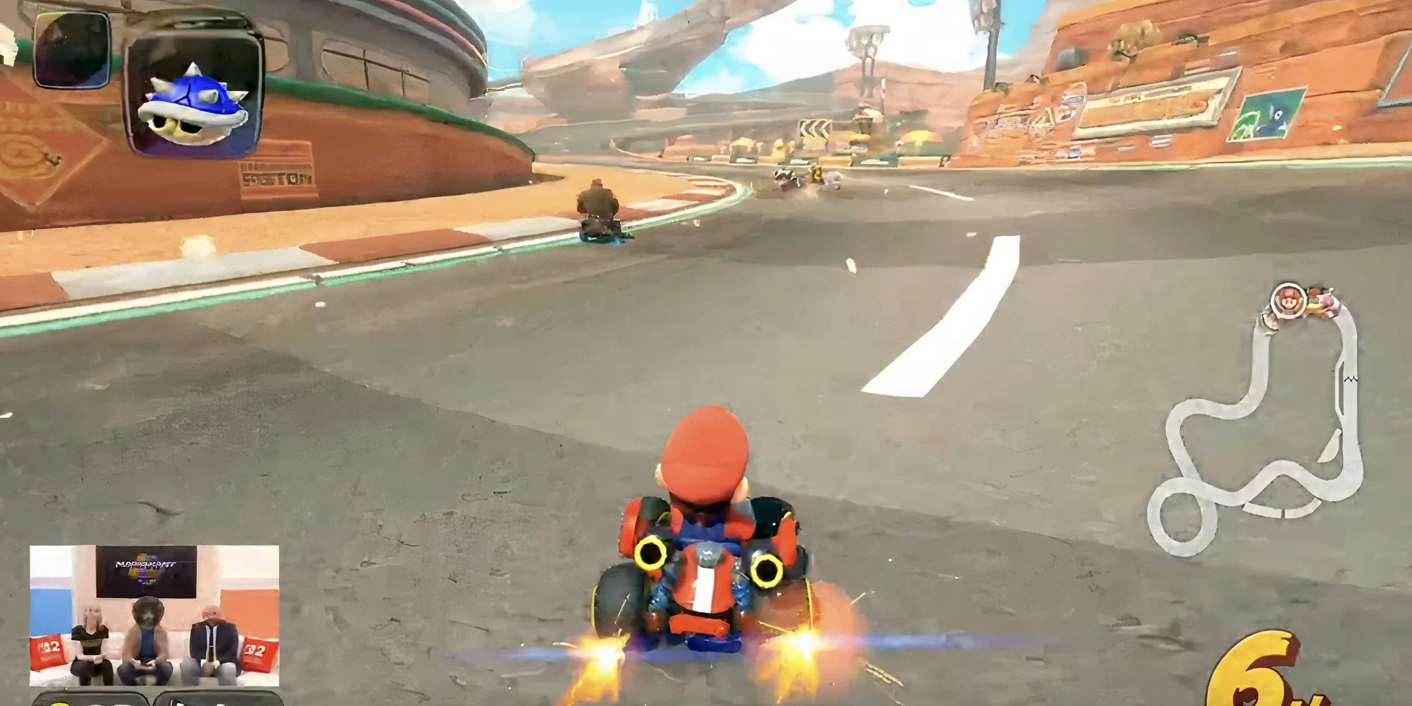 Bản đồ nhỏ đường đua Mario Circuit trong Mario Kart World từ buổi livestream Nintendo Treehouse