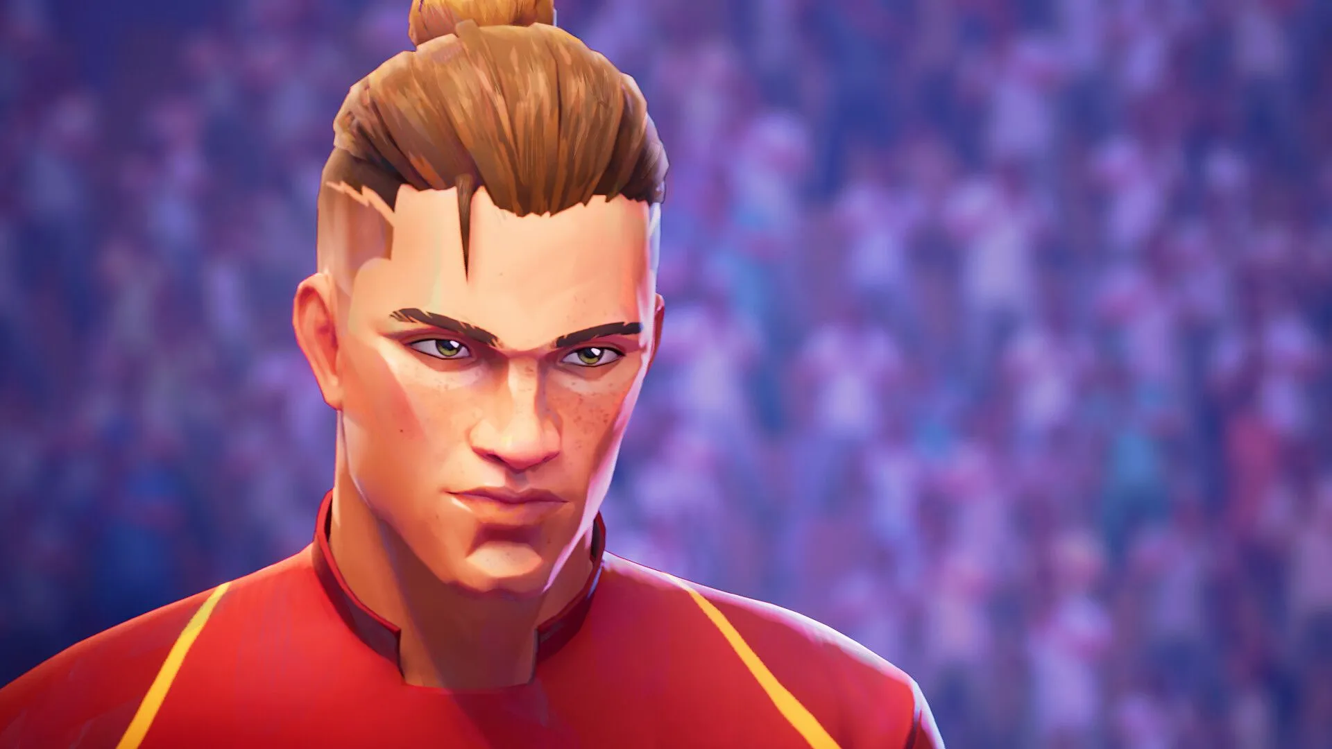 Cảnh gameplay Rematch ở chế độ 3v3, các nhân vật đang di chuyển và tranh bóng trên sân đấu.