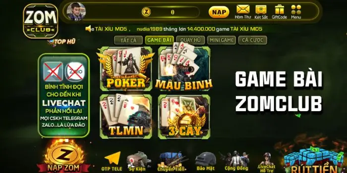 Cổng Game Zomclub – Thế Giới Cá Cược Đổi Thưởng Đầy Mê Hoặc