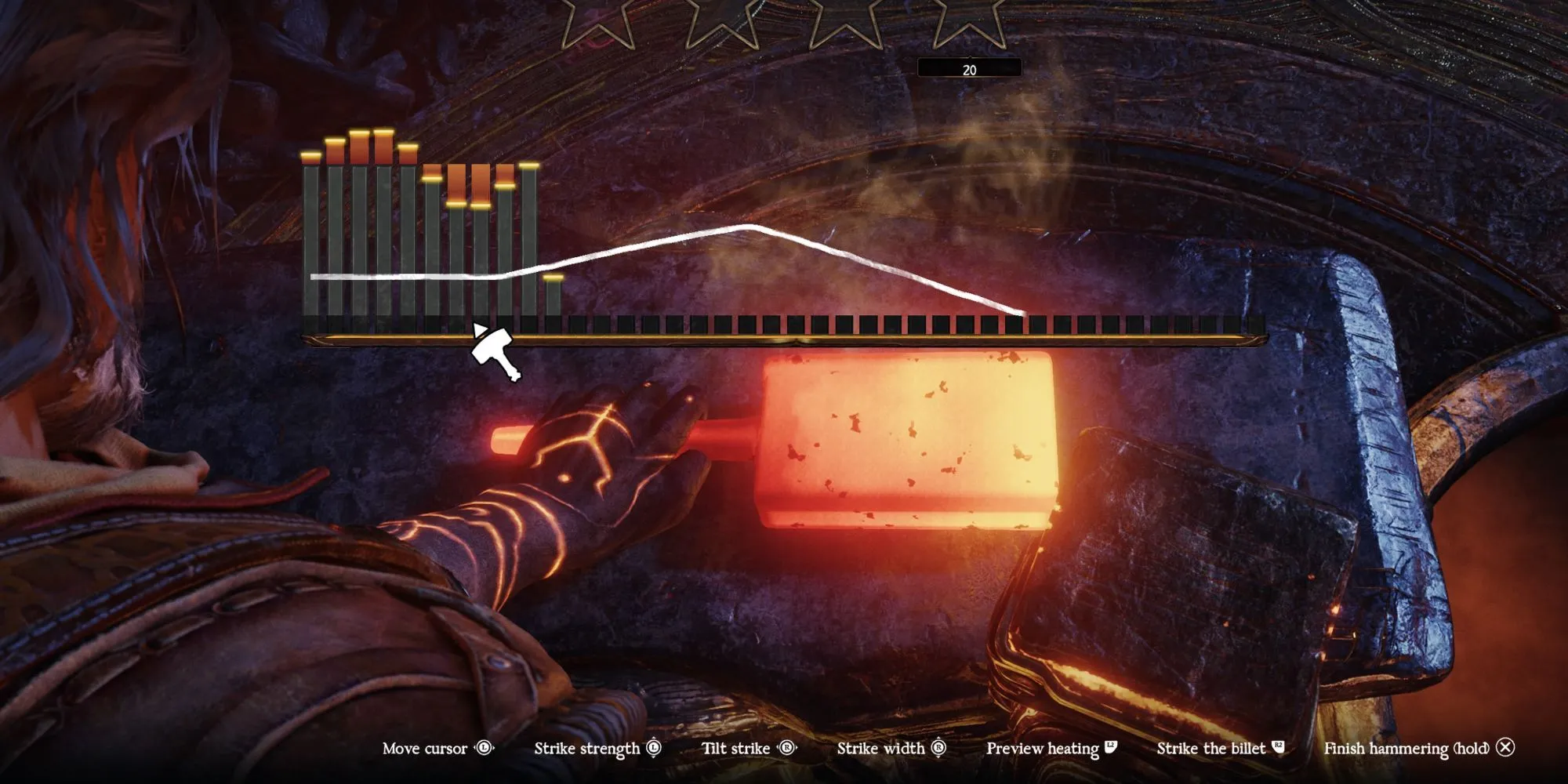 Giao diện chế tạo vũ khí phức tạp tại Lò rèn (Forge) trong game Blades of Fire