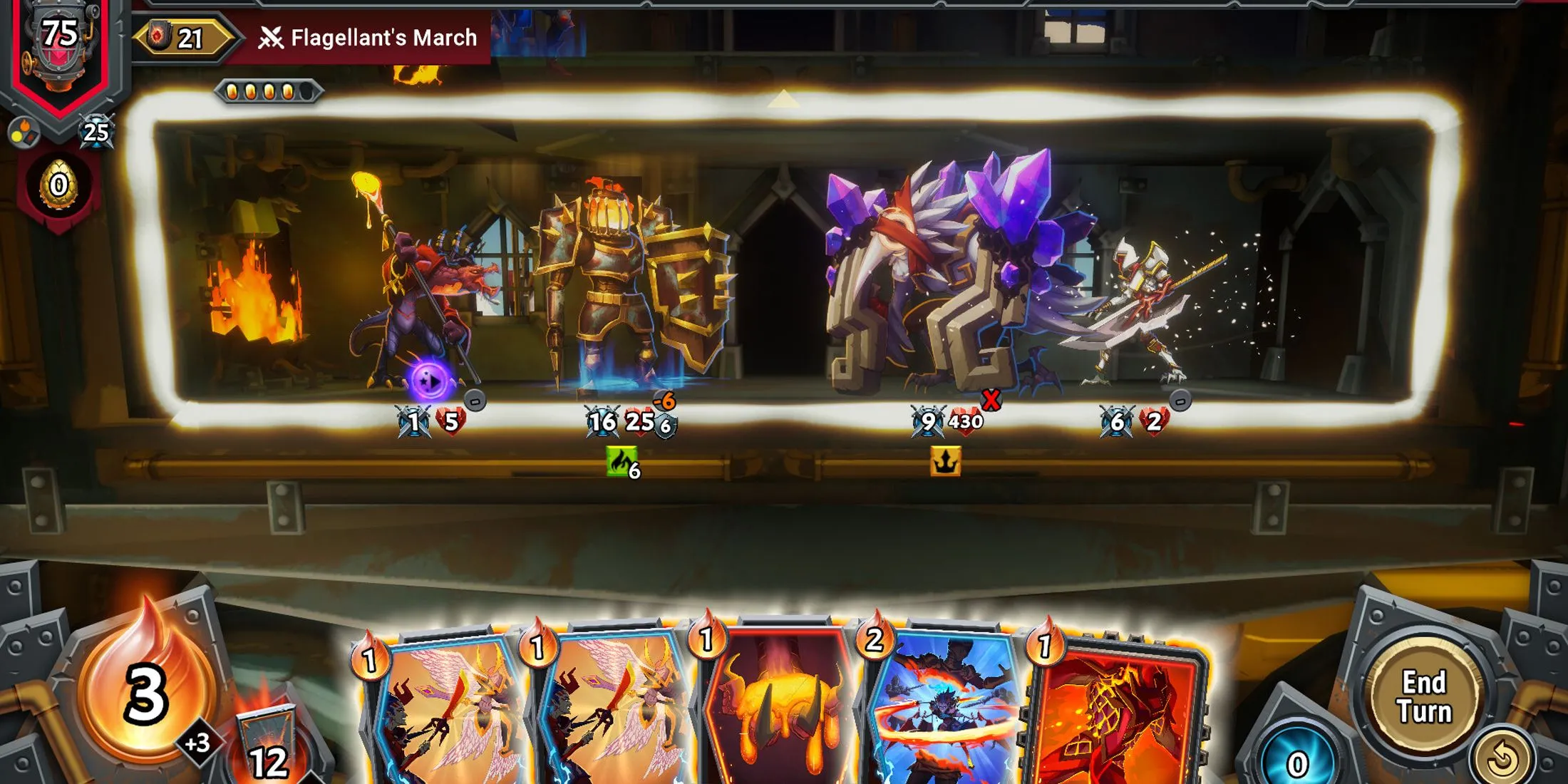 Giao diện gameplay Monster Train 2 cho thấy các thẻ bài và đơn vị