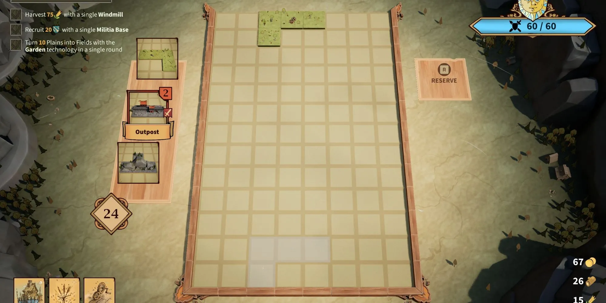 Giao diện màn chơi mở đầu của game Drop Duchy với các khối tài nguyên và kẻ thù