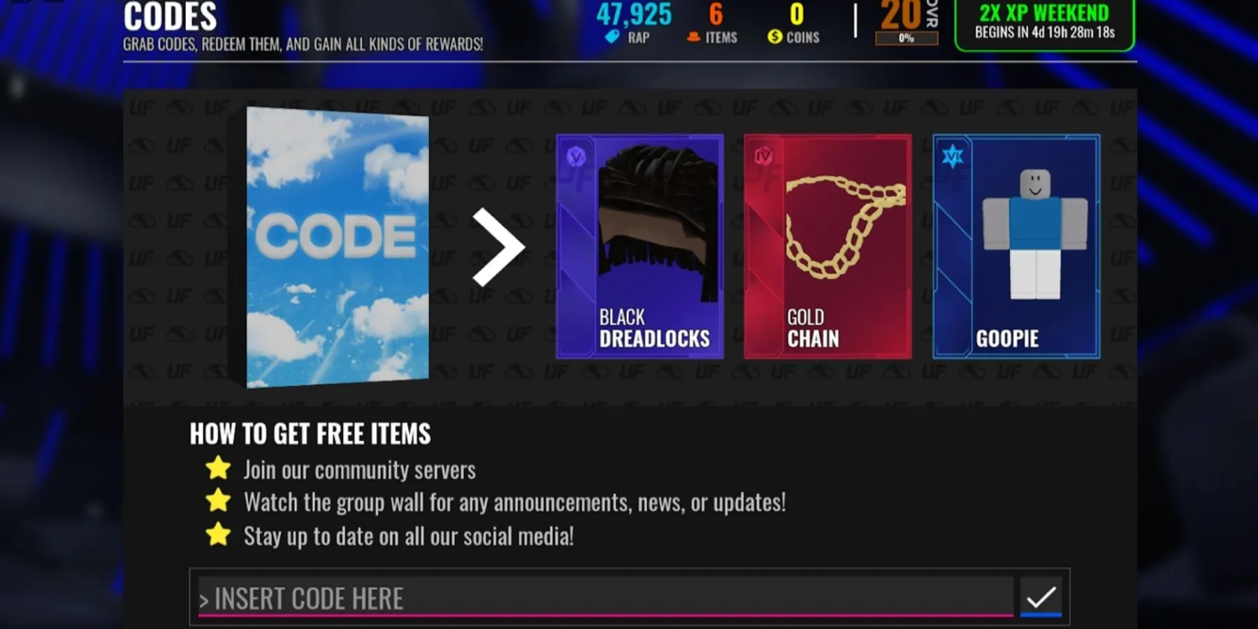 Giao diện nhập code Ultimate Football trong Roblox