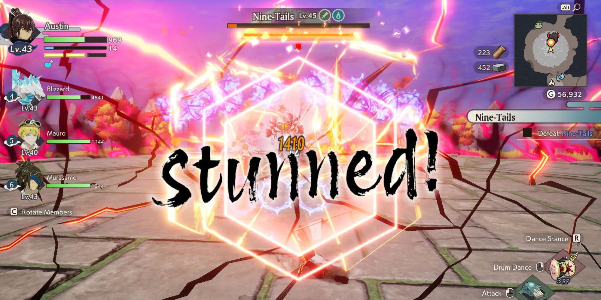 Làm choáng boss Cửu Vĩ Hồ trong Rune Factory Guardians of Azuma để gây thêm sát thương