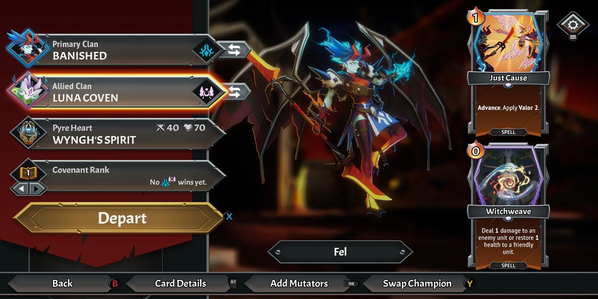 Menu chọn tộc ở đầu lượt chơi Monster Train 2