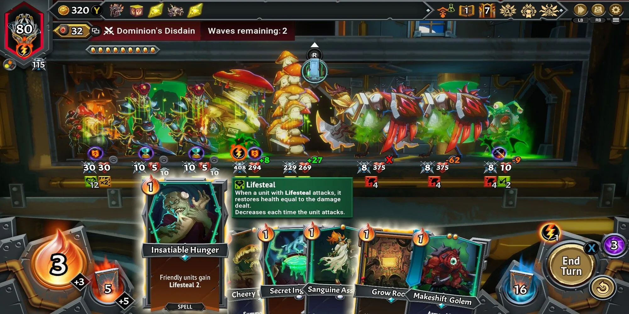 Một đơn vị UnderLegion với chỉ số được tăng cường đáng kể trong Monster Train 2