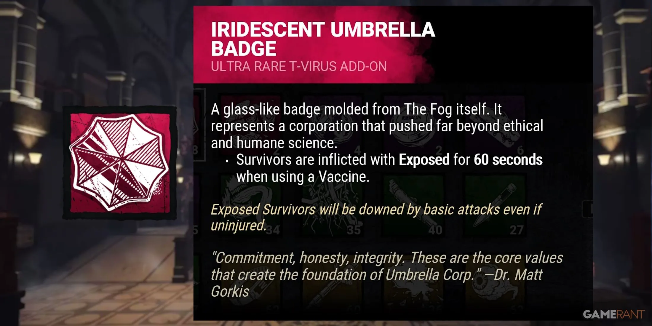Add-on Iridescent Umbrella Badge của Nemesis, làm lộ vị trí của nạn nhân đã tiêm vaccine