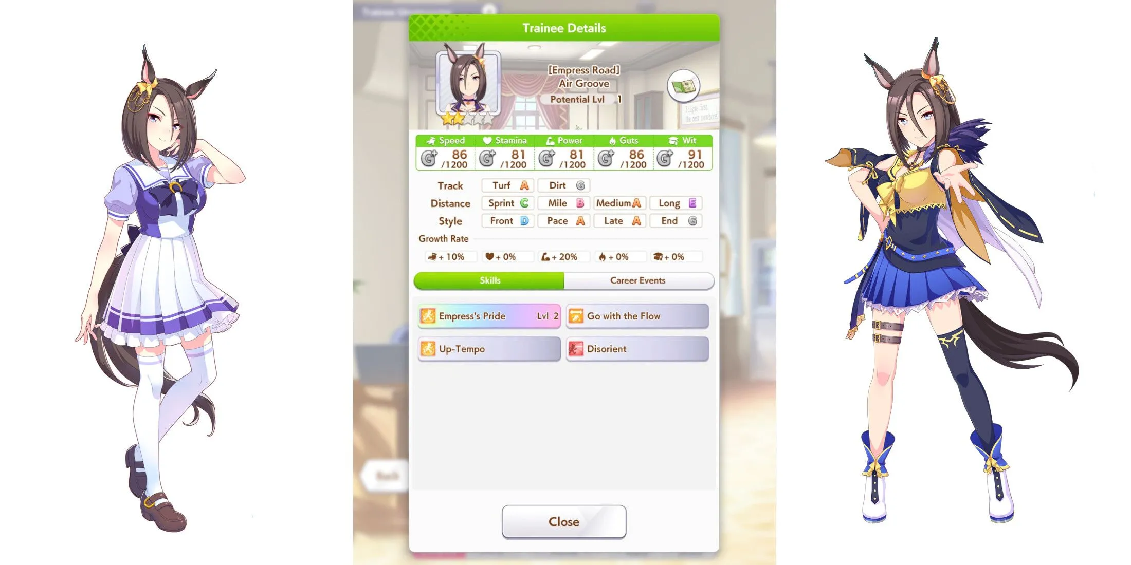 Air Groove trong Umamusume: Pretty Derby đang chạy trên đường đua