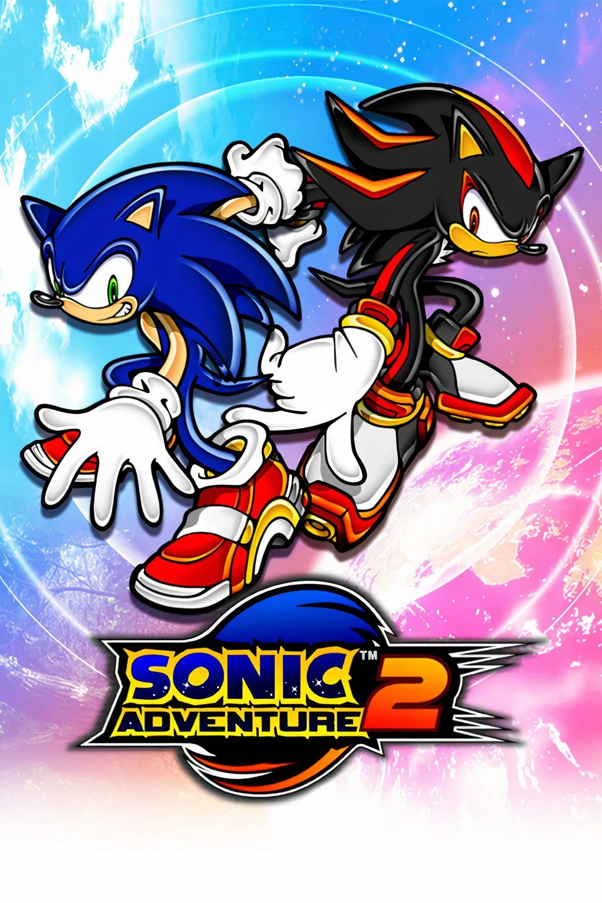 Ảnh bìa game Sonic Adventure 2, thể hiện dàn nhân vật đa dạng