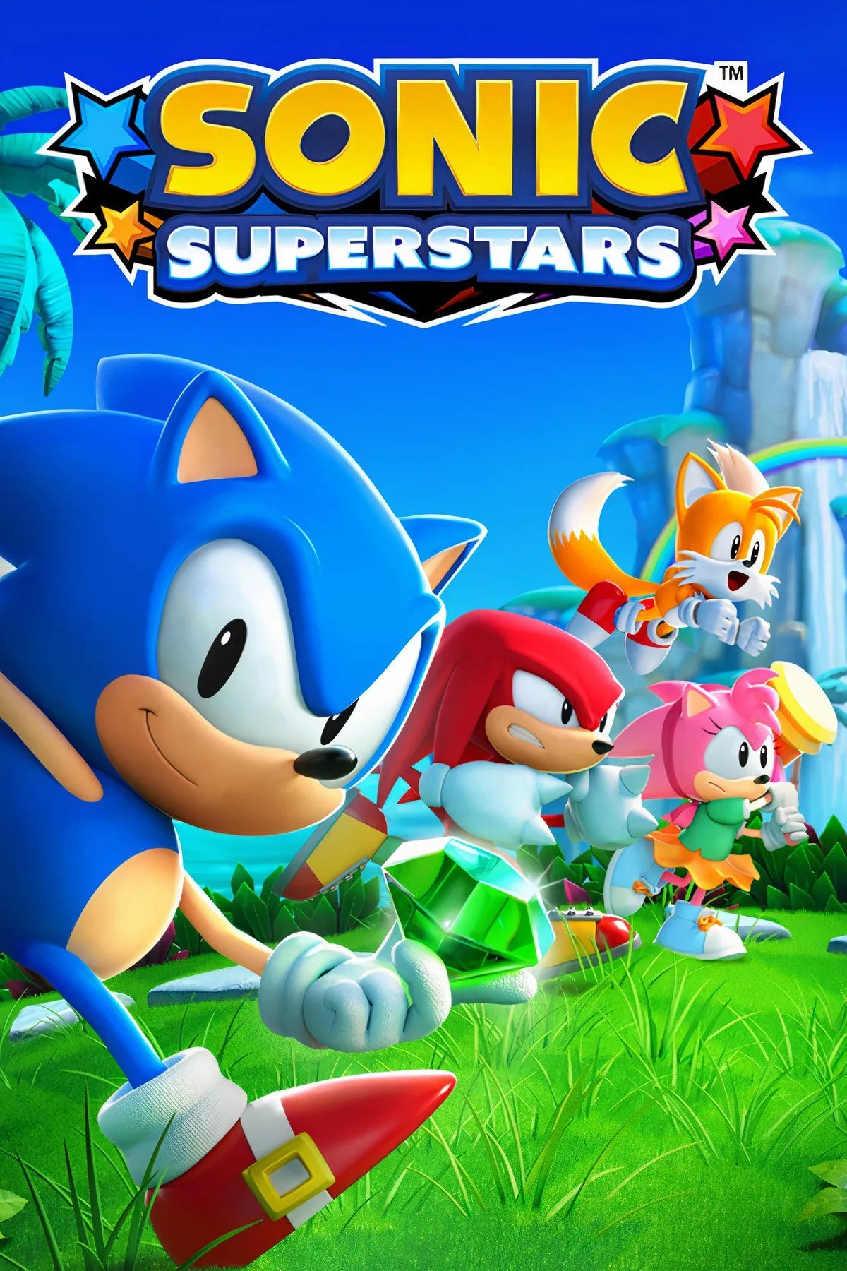 Ảnh bìa game Sonic Superstars, thể hiện thiết kế màn chơi đa dạng