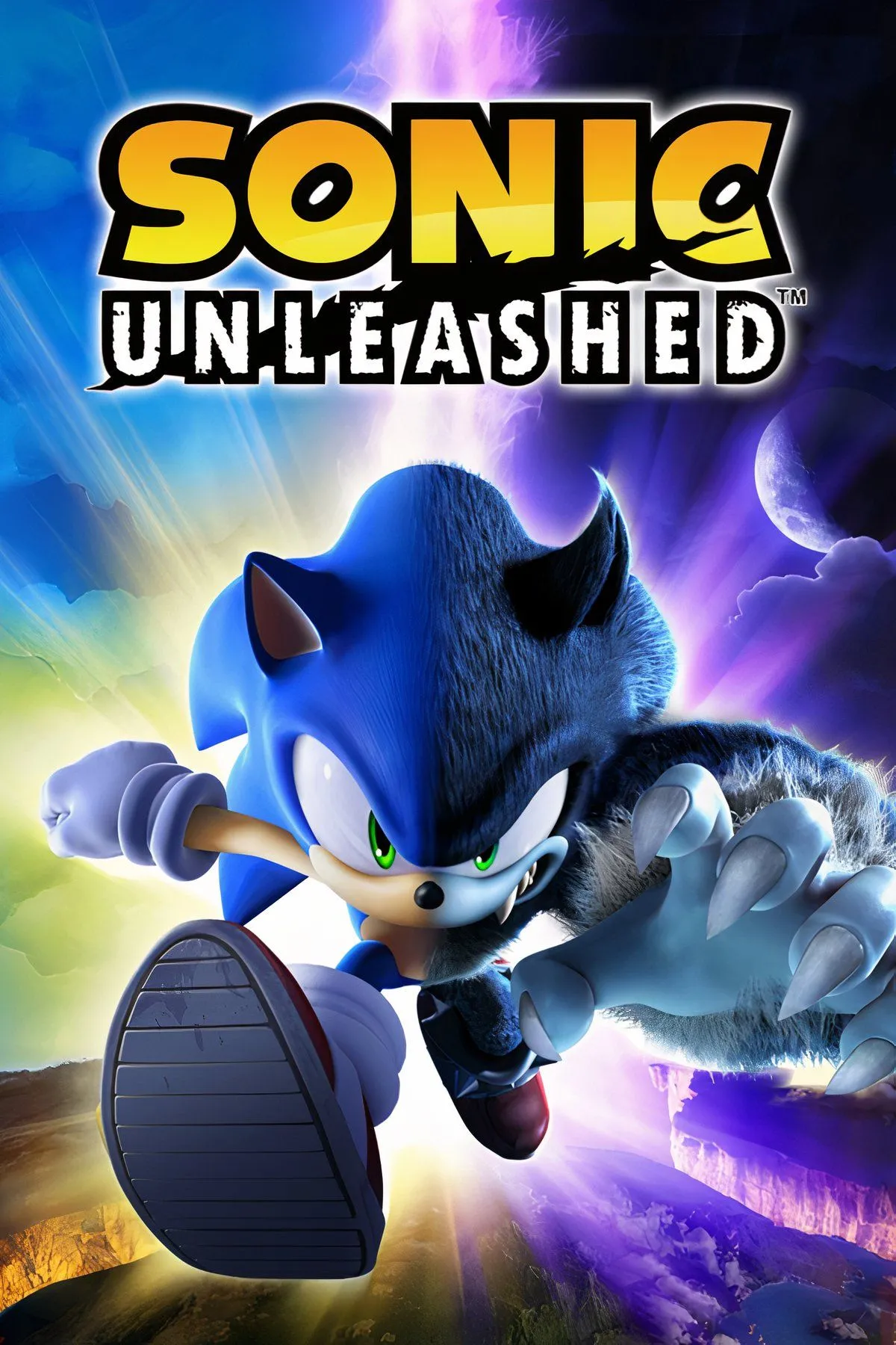 Ảnh bìa game Sonic Unleashed, minh họa cuộc phiêu lưu vòng quanh thế giới đa dạng