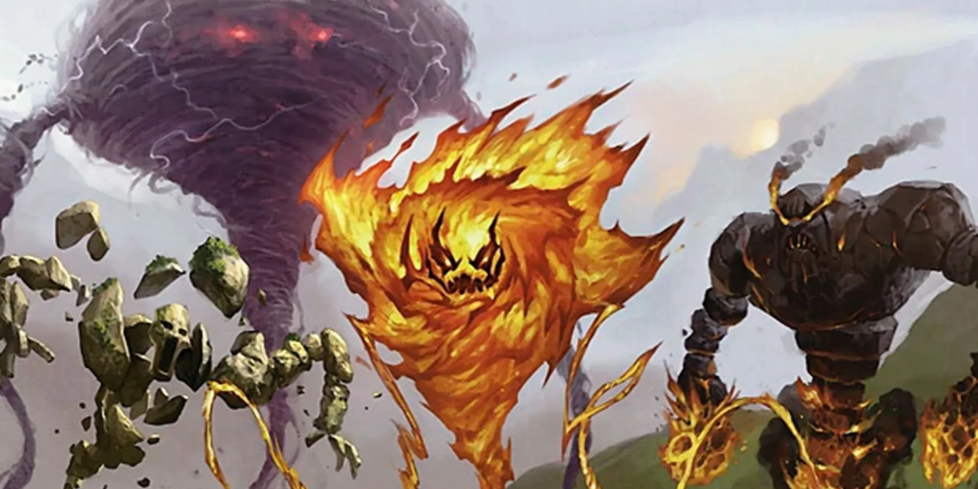 Các Nguyên tố Lửa, Bão, Khí, Khói và Đá trong thế giới Dungeons &amp; Dragons.