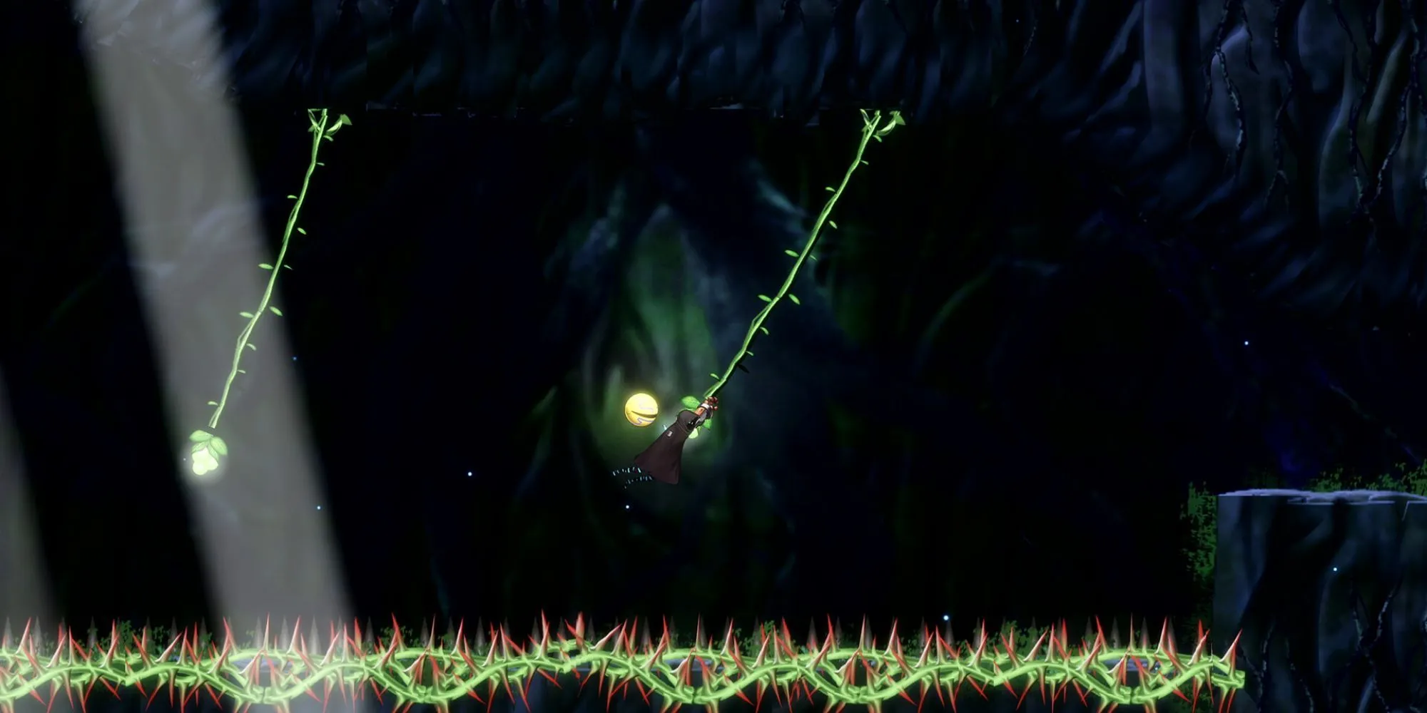 Cảnh gameplay Shadow Labyrinth cho thấy yếu tố platforming và mê cung