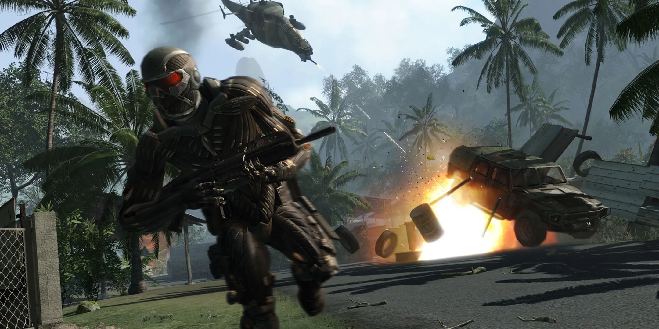 Cảnh hành động trong game Crysis nổi tiếng với đồ họa nặng và yêu cầu cấu hình PC cao
