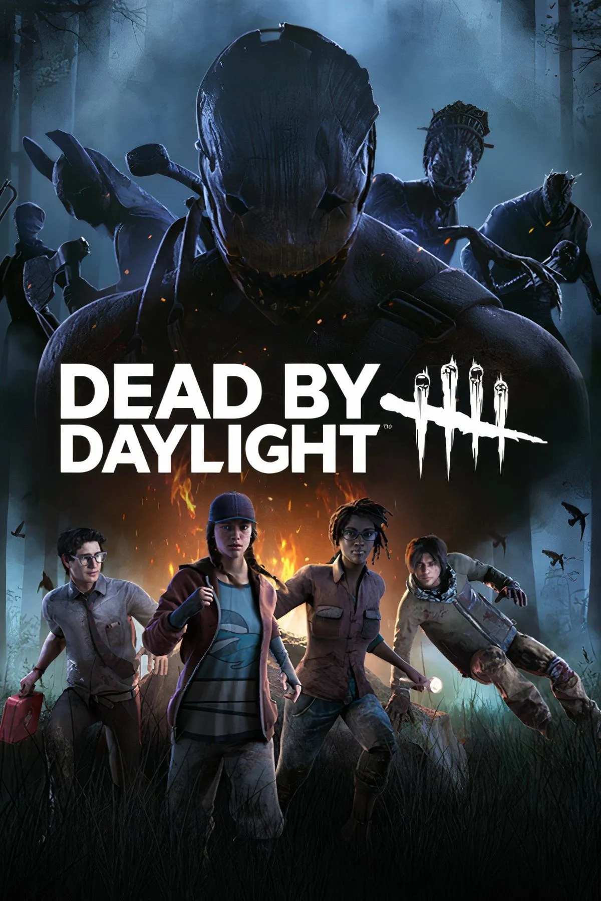 Cảnh một người sống sót (Survivor) trong Dead by Daylight đang cố gắng sửa máy phát điện hoặc phá hoại móc treo.