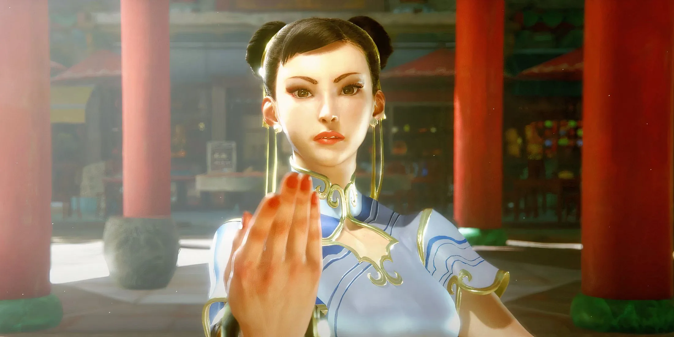 Chun-Li ở tư thế chiến đấu biểu tượng, đại diện cho dàn nhân vật hùng hậu trong Street Fighter 6.