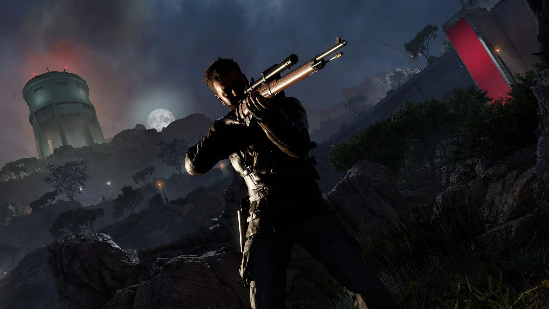 Đồ họa chi tiết của môi trường và hiệu ứng ánh sáng trong Sniper Elite: Resistance.