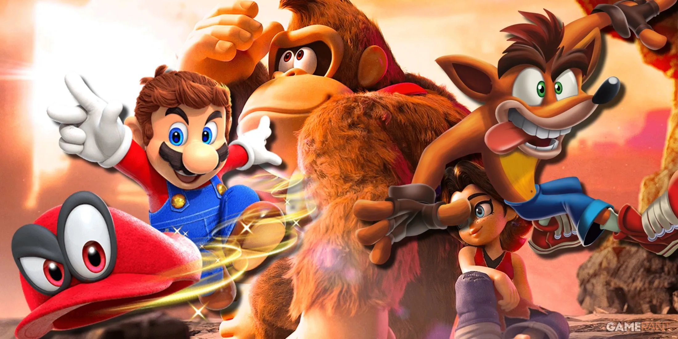 Donkey Kong Bananza thể hiện môi trường game platformer 3D rộng lớn.