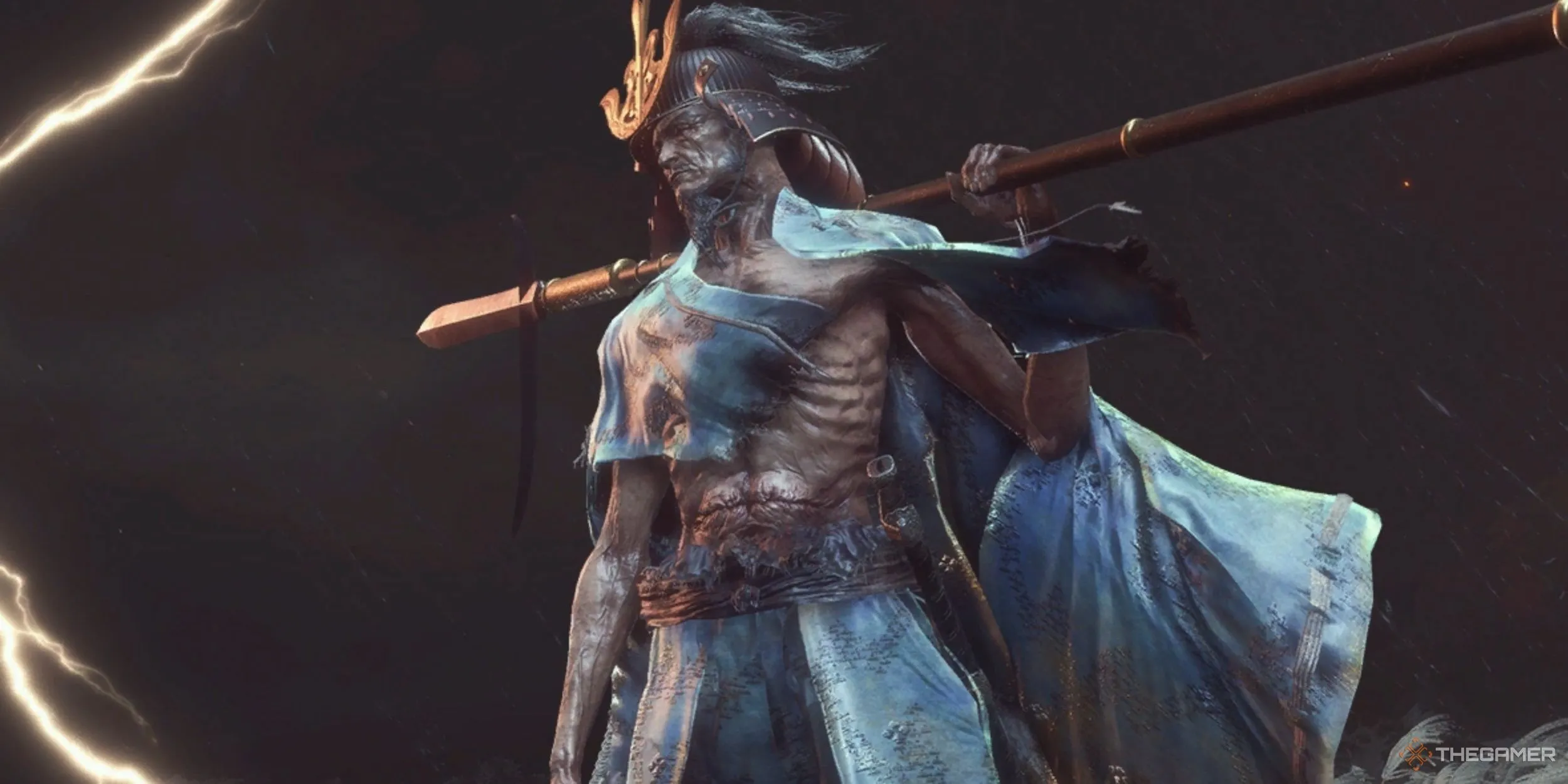 Isshin, Kiếm Thánh, cầm cây giáo trong trận chiến cuối cùng của Sekiro: Shadows Die Twice