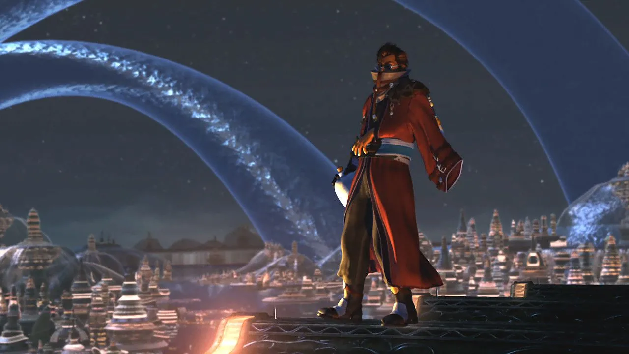 Kimahri thực hiện kỹ năng đặc biệt trong trận chiến của Final Fantasy 10, minh họa khả năng Blue Mage của anh.