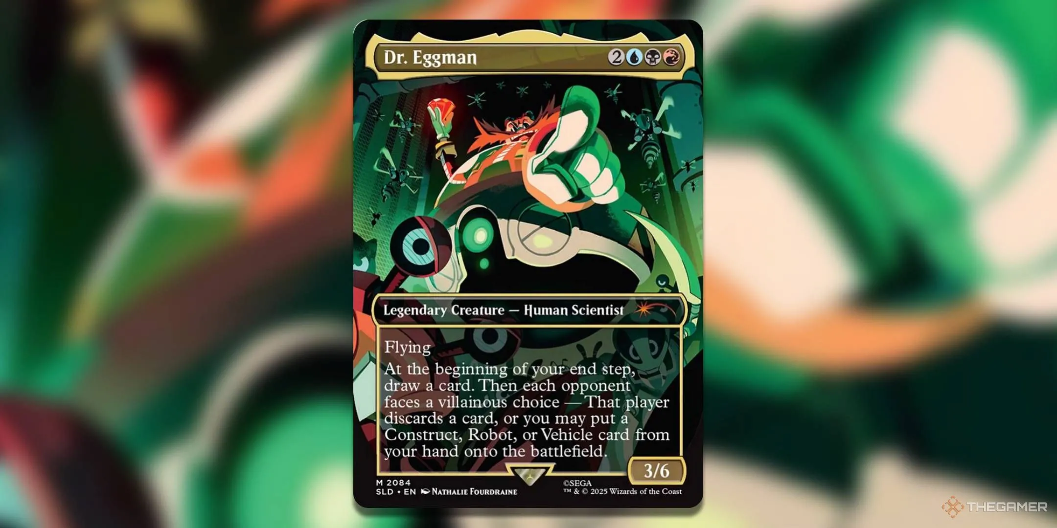Lá bài Legendary Creature Dr. Eggman MTG từ Secret Lair Sonic: Friends &amp; Foes, Dr. Eggman trong phi thuyền
