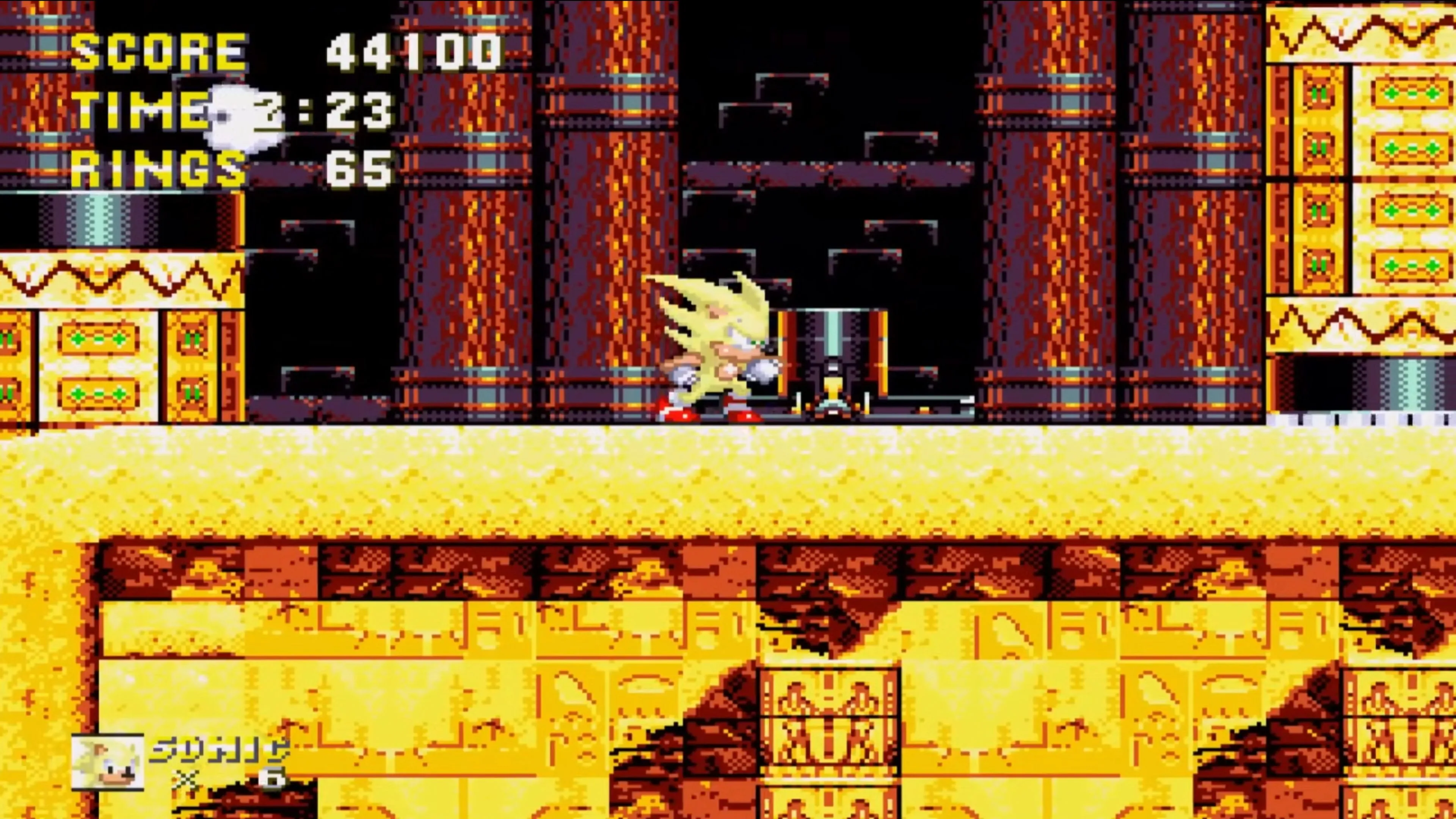 Màn chơi Sky Sanctuary Zone trong Sonic 3 &amp; Knuckles với đồ họa pixel ấn tượng
