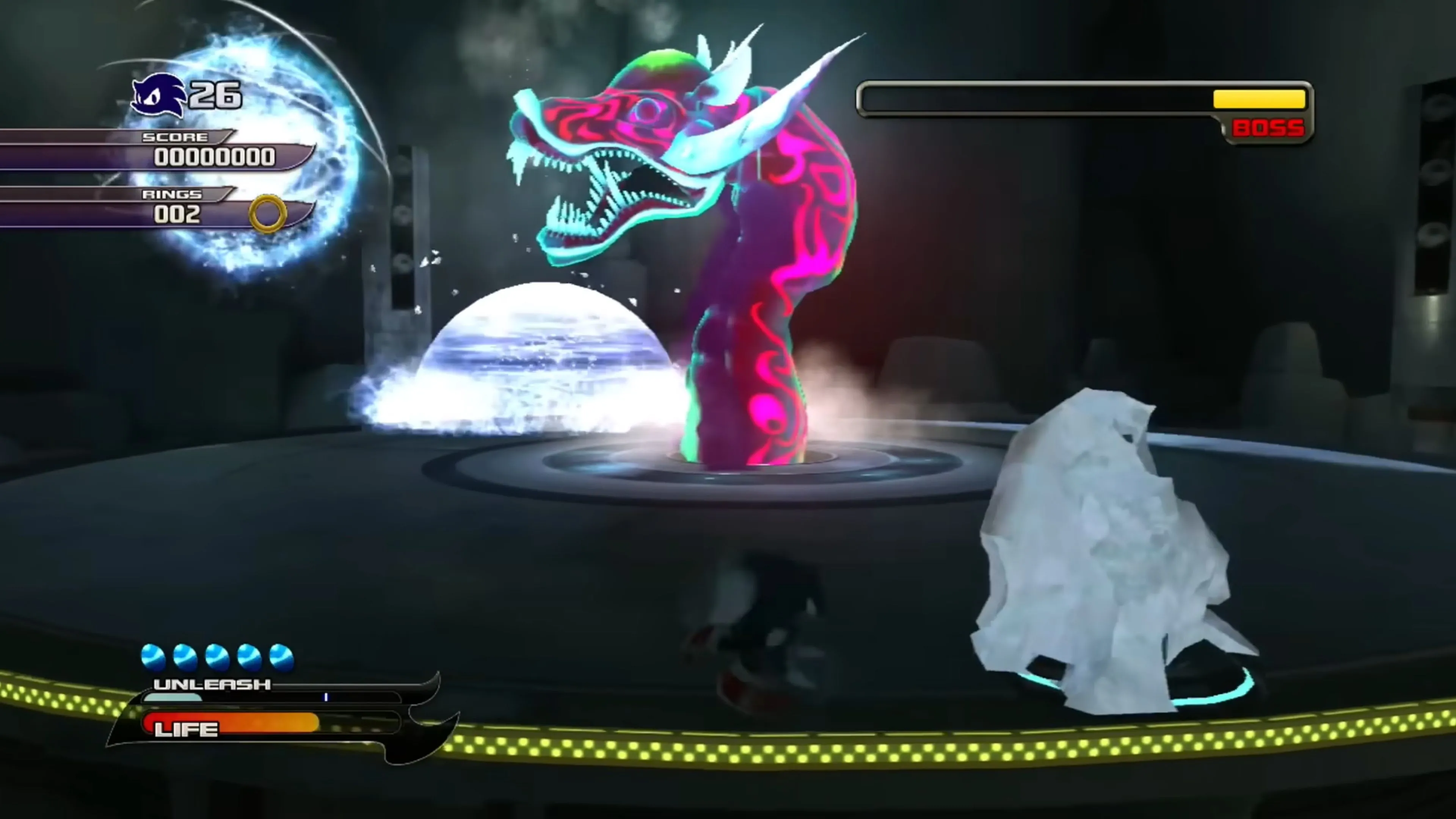 Một màn chơi ban ngày sôi động trong Sonic Unleashed, đầy ắp chướng ngại vật và tốc độ