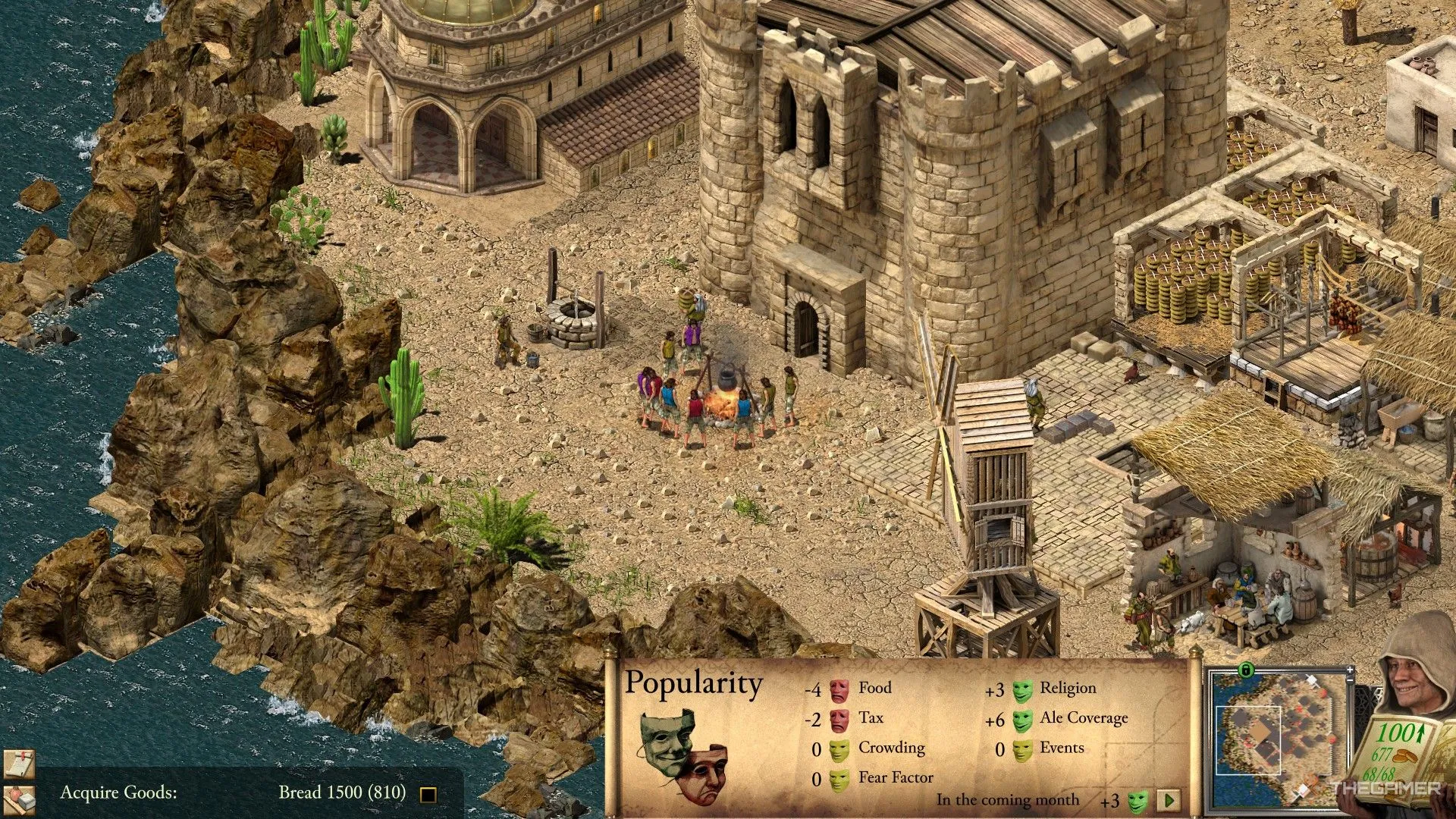 Người chơi duy trì mức độ ủng hộ cao nhờ tôn giáo và bia rượu trong Stronghold Crusader Definitive Edition.