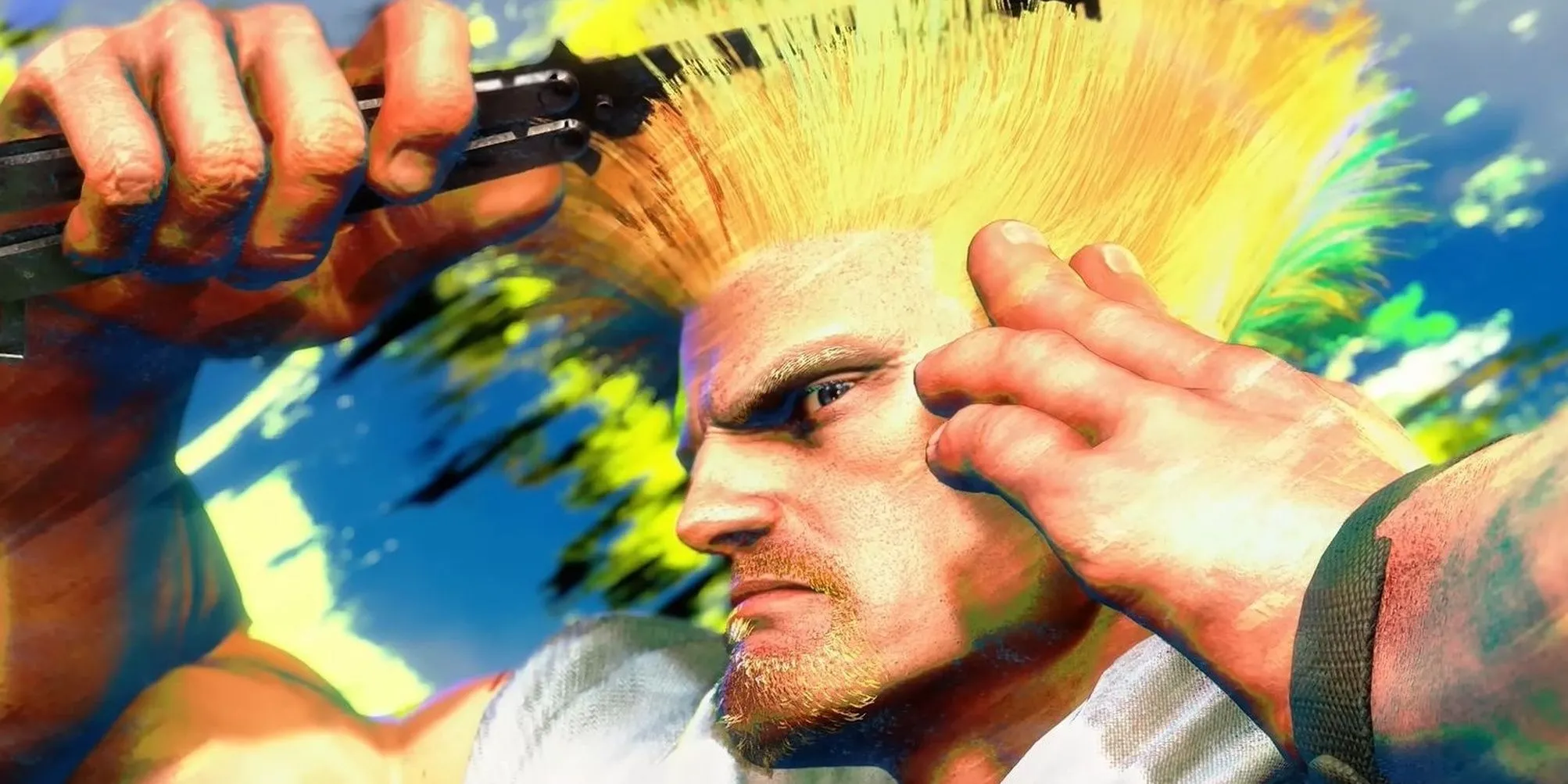 Nhân vật Guile chải tóc trong Street Fighter 6