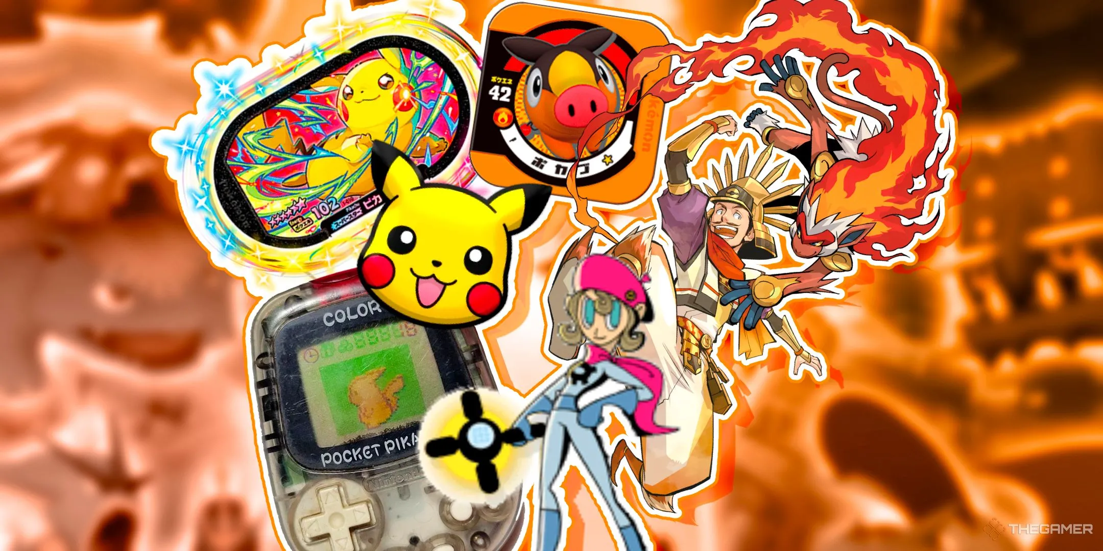 Nhiều vật phẩm và nhân vật Pokémon đa dạng, minh họa cho di sản phong phú và các phong cách nghệ thuật khác nhau của dòng game