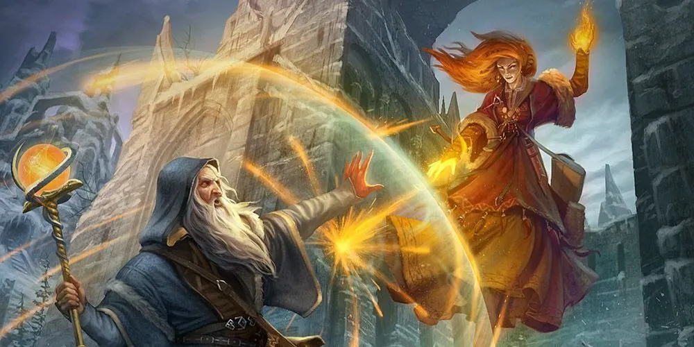 Pháp sư D&amp;D sử dụng phép Trừ Tà (Abjuration) để phòng thủ.